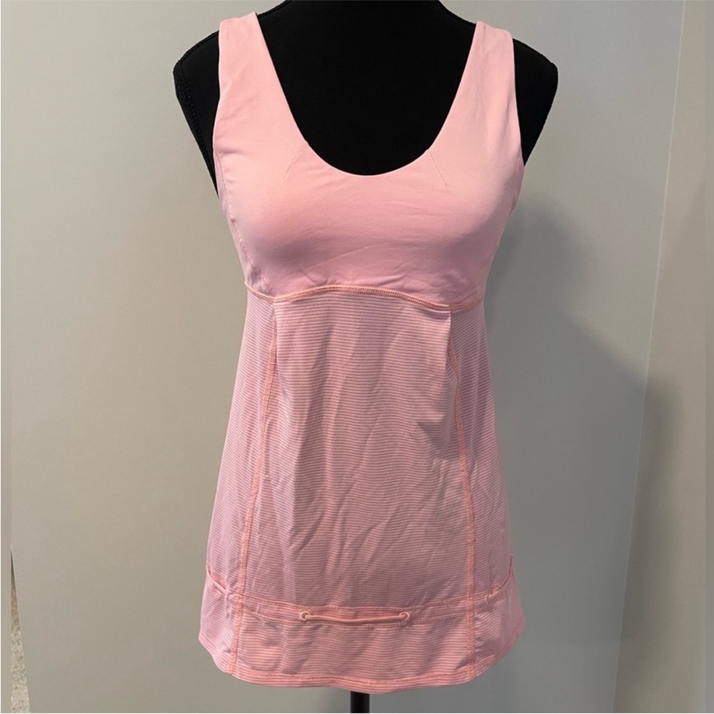 Lululemon Pink & Grey Striped Tame Me Tank Top GUC